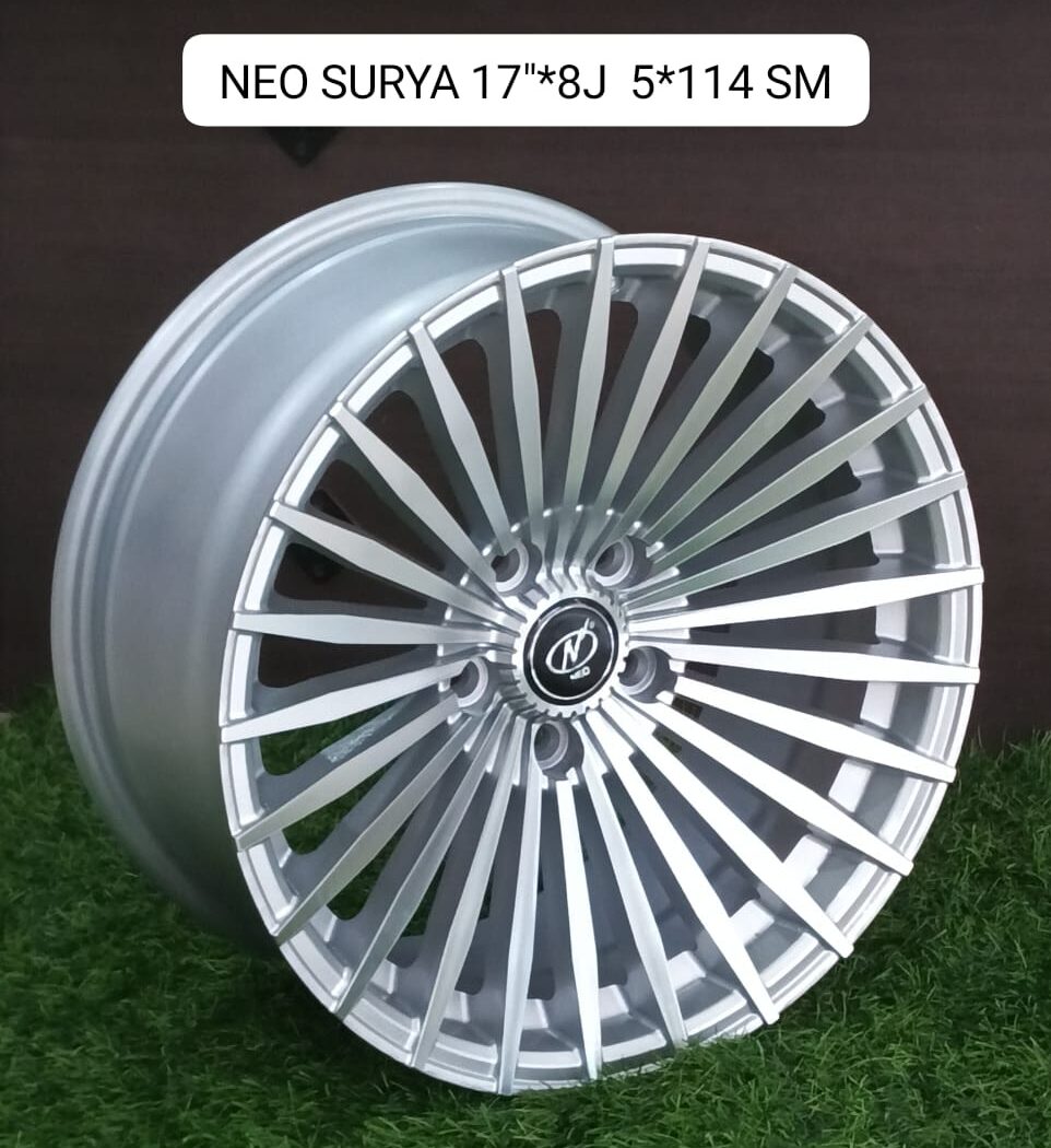 Neo-wheels India- Model- Surya in Hyper silver color in the size of 17" and PCD of 5*114 and Offset of 8 J